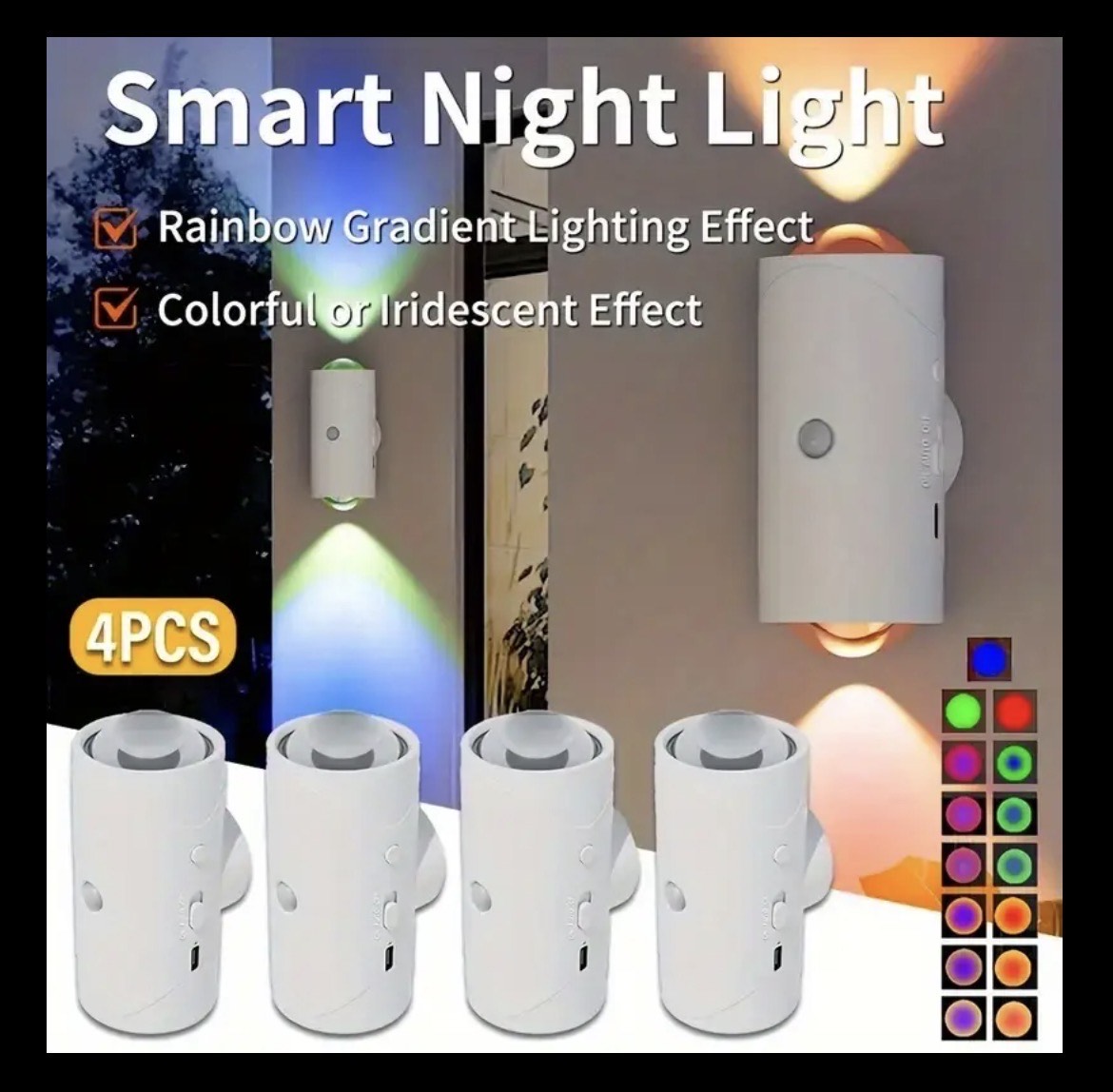 2 pc Motion Sensor Night Light, Wall Lamp